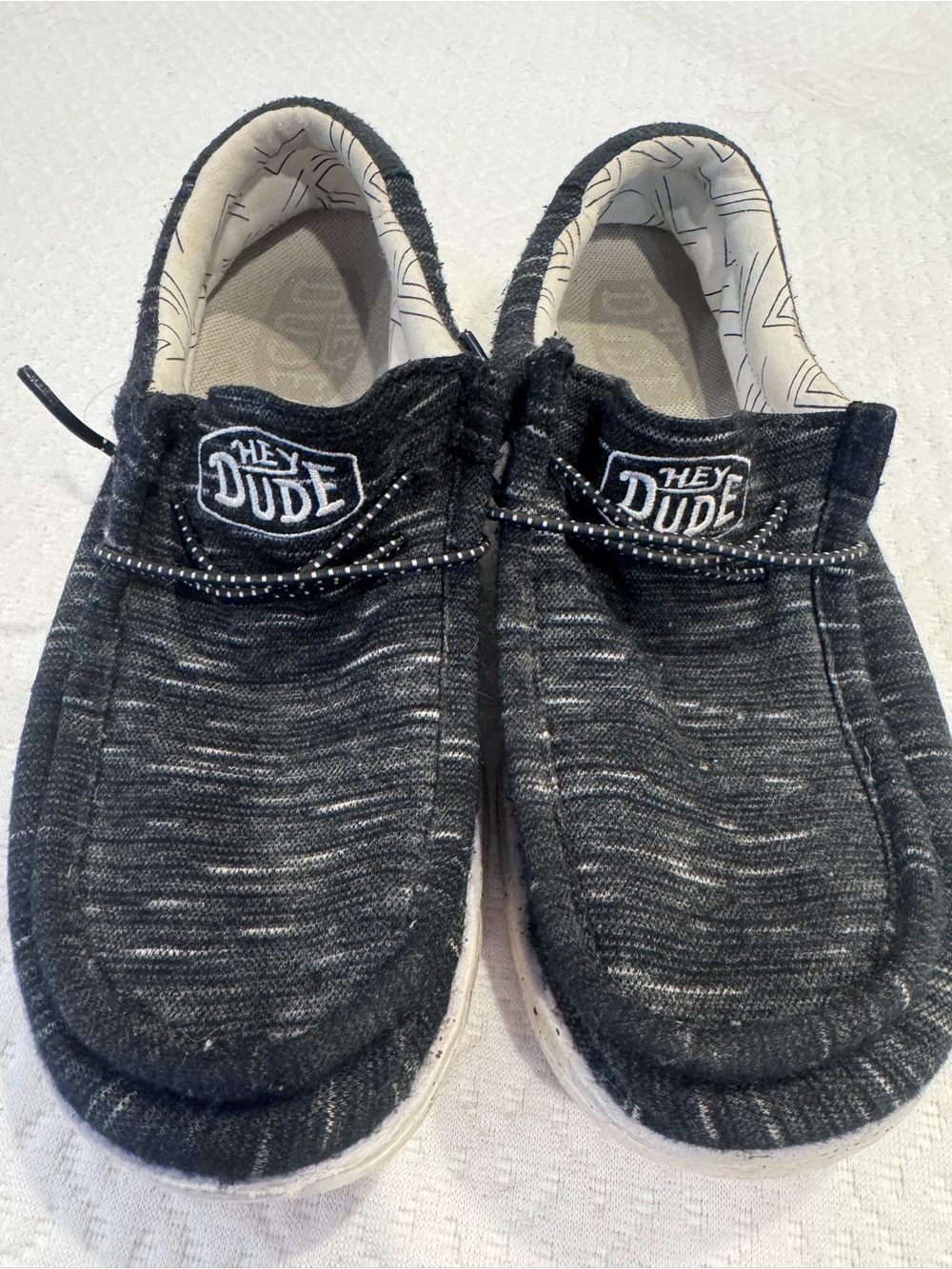 HEYDUDE Wally Youth Stretch Black Shoes Size 5
